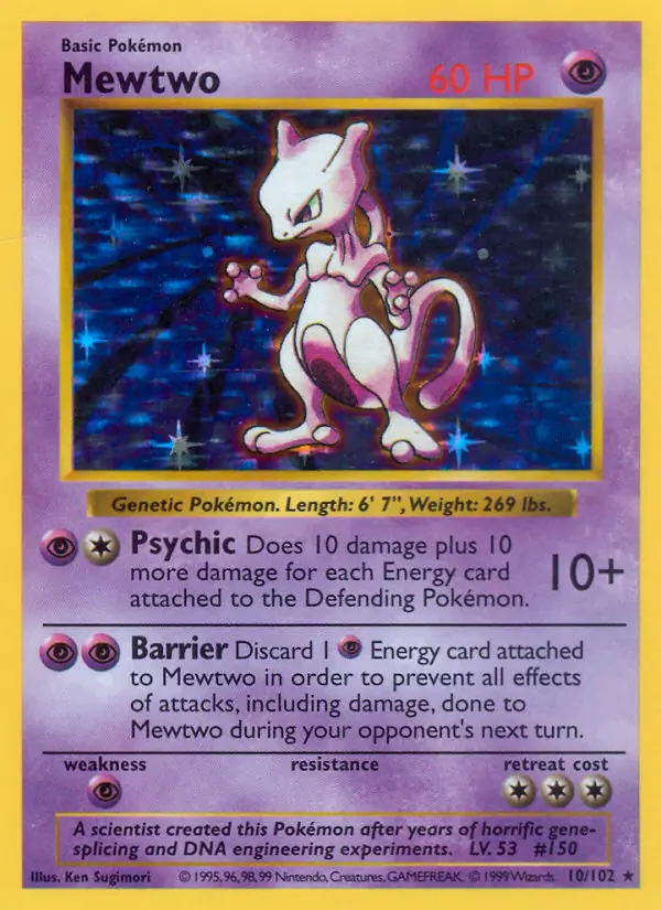 PSA 9 Pokemon Mewtwo Holo 1999 Base outlet Set 10/102